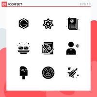 Stock Vector Icon Pack mit 9 Zeilen Zeichen und Symbolen für Buch Indien Ramadan Party Blatt editierbare Vektordesign-Elemente