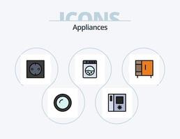 Gerätelinie gefüllt Icon Pack 5 Icon Design. Küche. Gericht. Herd. Kochen. Schemel vektor