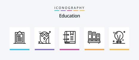 Education Line 5 Icon Pack inklusive Papier. Fliege. Tribun. Flugzeug. Schere. kreatives Symboldesign vektor