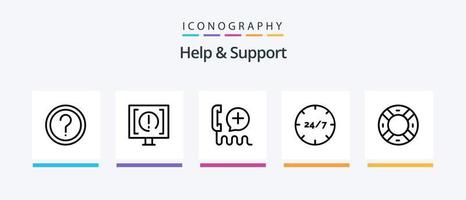 Hilfe und Support Line 5 Icon Pack mit Informationen. Hilfe. Service. Hilfe. Center. kreatives Symboldesign vektor