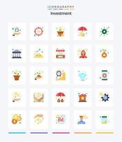 kreativ investering 25 platt ikon packa sådan som Bank. pengar. träd. seo. investering vektor