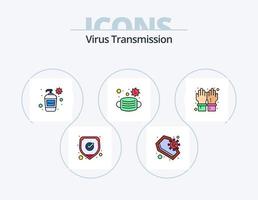 Virusübertragungsleitung gefüllt Icon Pack 5 Icon Design. Schutz. Warnung. Bakterien. reisen. Ebene vektor