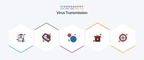 Virusübertragung 25 gefüllte Symbolpakete einschließlich Bakterien. Krankheit. medizinisch. Notfall vektor