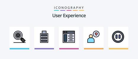 Benutzererfahrung Zeile gefüllt 5 Icon Pack einschließlich Benutzer. Ziel . Mann .. kreatives Ikonendesign vektor