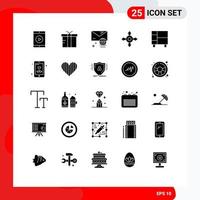 Packung mit 25 kreativen soliden Glyphen von House Home Global Appliances Message editierbare Vektordesign-Elemente vektor