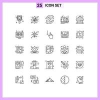 25 kreative Symbole moderne Zeichen und Symbole von Kerzenbäckereigeschäft LKW-Zeit editierbare Vektordesign-Elemente vektor