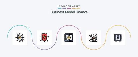 finansiera linje fylld platt 5 ikon packa Inklusive kryptovaluta. mynt. medel. smartphone. betalningar vektor