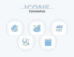 Coronavirus Blue Icon Pack 5 Icon-Design. Fall. Virus infiziert. Medizin. Sicht. Auge vektor