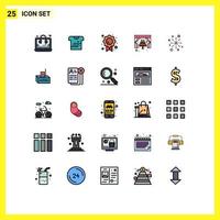 Stock Vector Icon Pack mit 25 Zeilenzeichen und Symbolen für Boom-Hochzeitsurkunde romantische Kuchen editierbare Vektordesign-Elemente
