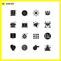 16 kreative Symbole moderne Zeichen und Symbole des Bauklatsches kalter Chat Winter editierbare Vektordesign-Elemente vektor