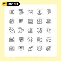 25 linje begrepp för webbplatser mobil och appar uppkopplad e-post kalender dator högtider redigerbar vektor design element