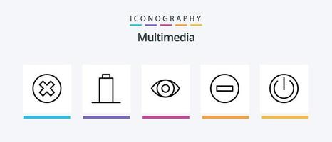 multimedia linje 5 ikon packa Inklusive . multimedia. varning. kreativ ikoner design vektor