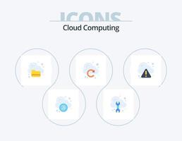 Cloud-Computing-Flat-Icon-Pack 5-Icon-Design. Fehler. Rechnen. Aktualisierung. Wolke vektor
