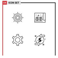4 kreativ ikoner modern tecken och symboler av Sol miljö bruka små återbetalning redigerbar vektor design element