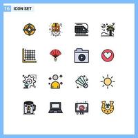 uppsättning av 16 modern ui ikoner symboler tecken för korrektion kokos tåg islamic träd redigerbar kreativ vektor design element