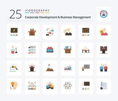 företags- utveckling och företag förvaltning 25 platt Färg ikon packa Inklusive stege. befordran. företag. karriär. personlig vektor