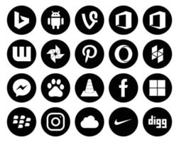 20 Social Media Icon Pack, einschließlich Instagram Delicious Houzz Facebook Media vektor