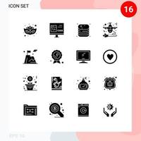 16 universelle solide Glyphenzeichen Symbole der Liebesfliege Beef Flight Shop editierbare Vektordesign-Elemente vektor