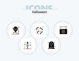Halloween-Glyphen-Icon-Pack 5 Icon-Design. hängend. Planke. Luftballons. Wurm. verfault vektor