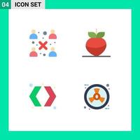 packa av 4 modern platt ikoner tecken och symboler för webb skriva ut media sådan som företag vänster arbetsgrupp vegetabiliska eco redigerbar vektor design element