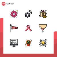 9 användare gränssnitt fylld linje platt Färg packa av modern tecken och symboler av medicinsk AIDS fri band väder redigerbar vektor design element
