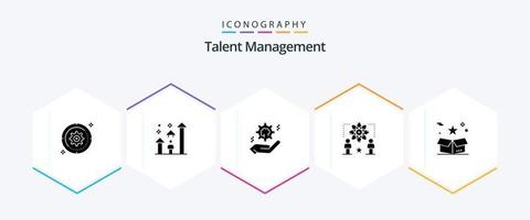 Talentmanagement 25 Glyphen-Icon-Pack inklusive Stern. Benutzer. Fortschritt. Lösung. Zahn vektor