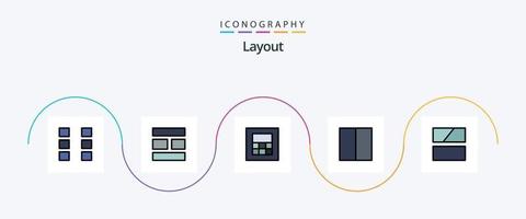 Layoutlinie gefülltes flaches 5-Icon-Paket einschließlich Layout. rahmen. Taschenrechner. Bearbeitung. Layout vektor