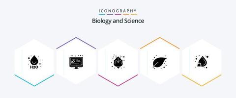 biologi 25 glyf ikon packa Inklusive vatten. blod. närvarande. virus. tillväxt vektor