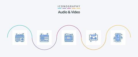 Audio und Video Blue 5 Icon Pack inklusive Video. Handy, Mobiltelefon. live. Medien. Kassette vektor