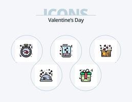 Valentinstag Linie gefüllt Icon Pack 5 Icon Design. romantisch. Essen. Mikrofon. Hochzeit. Zeit vektor