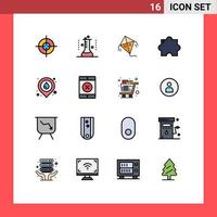 Aktienvektor-Icon-Pack mit 16 Zeilenzeichen und Symbolen für die Standortwasserplatz-Kite-Feuer-Erweiterung editierbare kreative Vektordesign-Elemente vektor