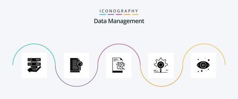 Datenmanagement Glyph 5 Icon Pack inklusive Suche. Gang . suchen . Server vektor