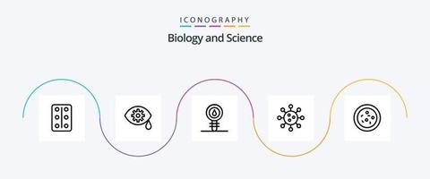 Biologie Linie 5 Icon Pack inklusive Männchen. ove. Zelle. Biologie vektor