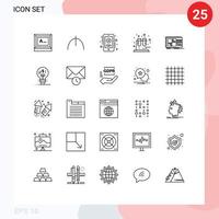 moderner Satz von 25 Linien und Symbolen wie Studio-Equalizer-Gesundheits-Equalizer-Röhren editierbare Vektordesign-Elemente vektor