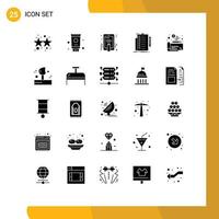 Aktienvektor-Icon-Pack mit 25 Zeilenzeichen und Symbolen für Gelddokument Hand-Touch-Liste Checkliste editierbare Vektordesign-Elemente vektor