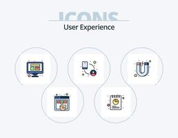 Benutzererfahrung Zeile gefüllt Icon Pack 5 Icon Design. Reparatur. Gang. Schutz. klicken. Kontur vektor