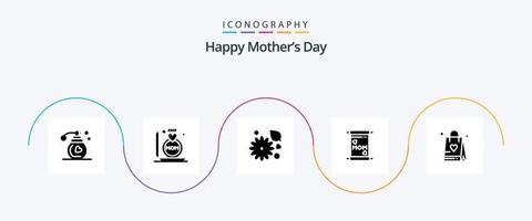 Happy Mothers Day Glyph 5 Icon Pack inklusive Mutter. Karte . Mutter. Butterblume Blume vektor