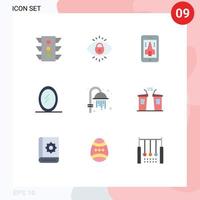 uppsättning av 9 kommersiell platt färger packa för dusch rensning låsa spegel smartphone redigerbar vektor design element