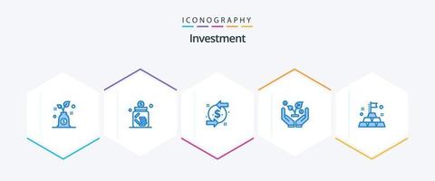 Investment 25 Blue Icon Pack inklusive Rich. Gold. zurück. Investition. Finanzen vektor