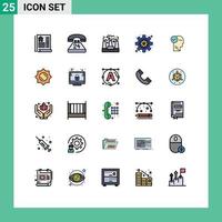 25 gefüllte Linien flaches Farbkonzept für mobile Websites und Apps Lösung Mind Factory Settings Business editierbare Vektordesign-Elemente vektor