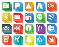 20 Symbolpakete für soziale Medien, einschließlich CC-Reisen, Google Mail, TripAdvisor-Hangouts vektor