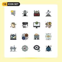 Stock Vector Icon Pack mit 16 Zeilenzeichen und Symbolen für Brain Trophy Fun Statue Award editierbare kreative Vektordesign-Elemente