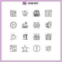 Mobile Interface Outline Set von 16 Piktogrammen von Interface User Computer Interface Codierung editierbarer Vektordesign-Elemente vektor