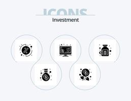 Investment-Glyphen-Icon-Pack 5 Icon-Design. Geld. Währung. Investition. Geld. zurückkehren vektor