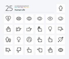 Symbolpaket mit 25 Zeilen für Menschen, einschließlich Geschlecht. Hand. Hand. Finger. Abstimmung vektor