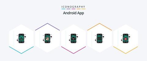 android app 25 fylld linje ikon packa Inklusive tecken. data. Ansökan. Blåtand. enhet vektor