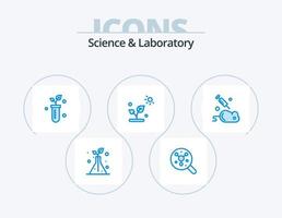 Wissenschaft blau Icon Pack 5 Icon Design. Maus. Experiment. Anlage. Sonne. Anlage vektor