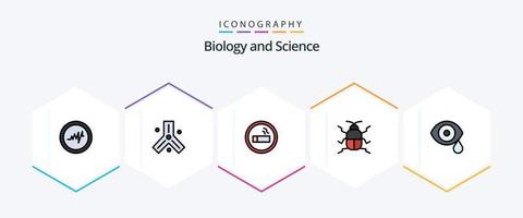 biologi 25 fylld linje ikon packa Inklusive vetenskap. öga. labb. biologi. insekt vektor