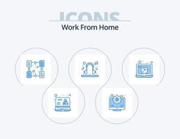 Arbeit von zu Hause aus blaues Icon Pack 5 Icon Design. Musik. Kopfhörer. Mitarbeiter. entspannen. Ordner vektor
