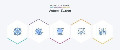 Herbst 25 blaues Icon Pack inklusive Erkältung. Beeren. Wolke. Herbst. Wolke vektor